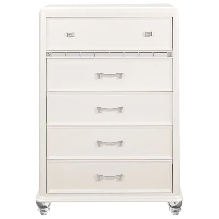 Glam 5-Drawer Drawer Chest with Felt-Lined Top Drawer